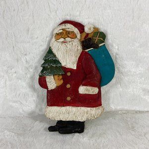 Vintage Hand-Carved Wooden Santa Claus Wall Plaque  wood world Virginia